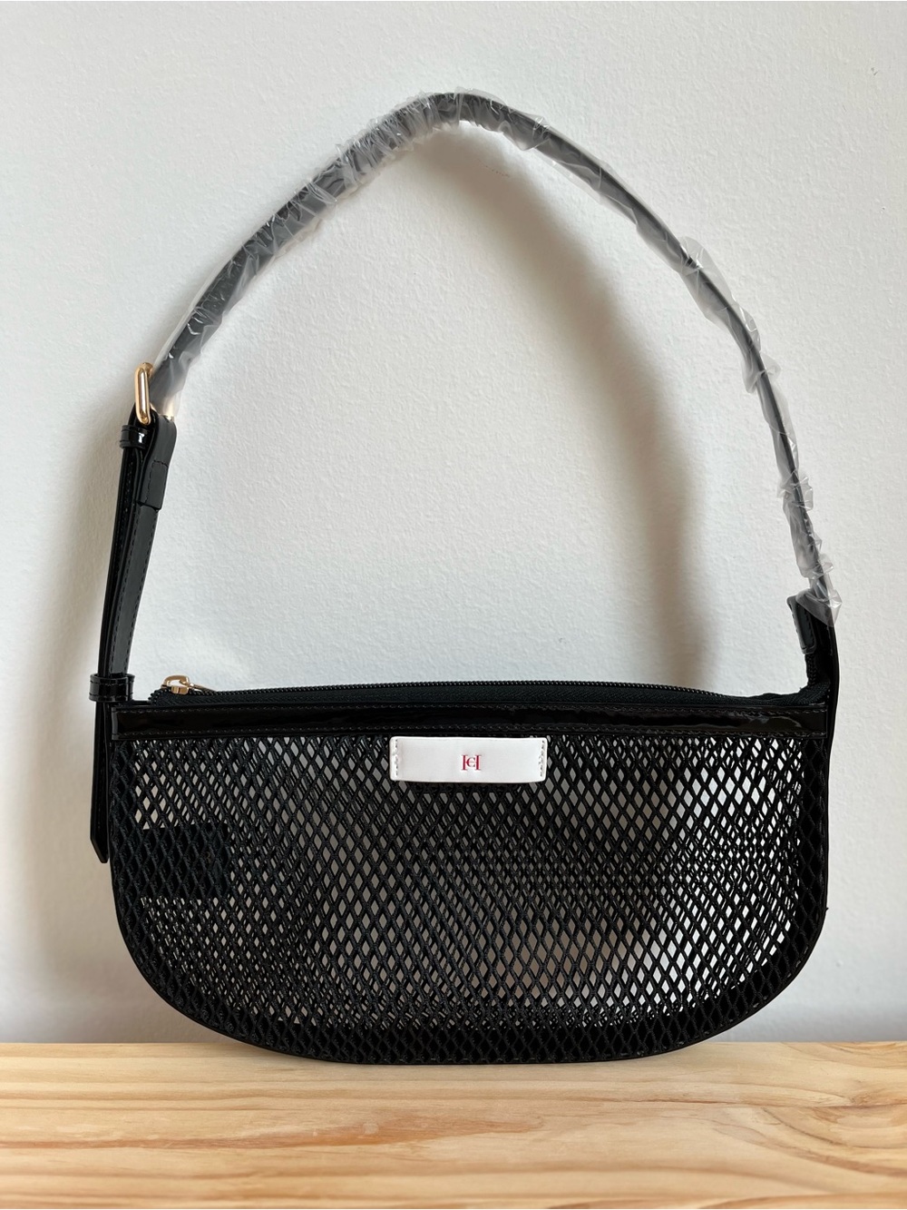 Carolina Herrera Black Mesh Shoulder Bag